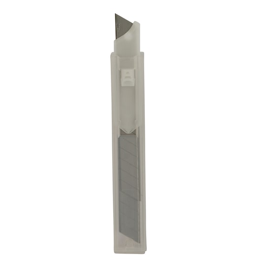 STANLEY 0-11-300 utility knife blade pack, photography, front angle, clear plastic case.