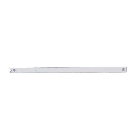 STANLEY 1-45-013 silver metal ruler, straight edge, photography, top view on white background.