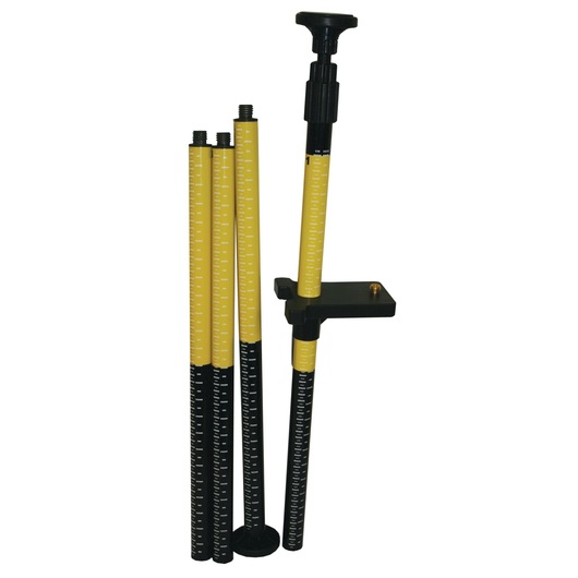 Stanley telescopic photography pole set with scale markings and adjustable mount, suitable for measurements.