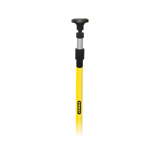 Photo of STANLEY 1-77-184 yellow telescopic photography pole front angle on white background.