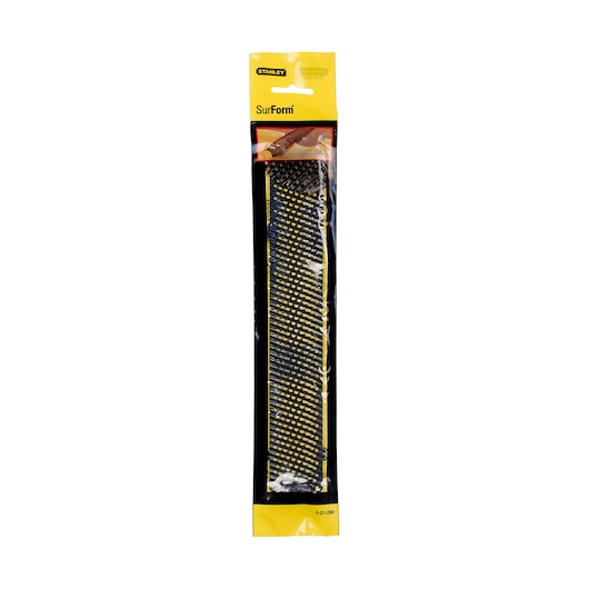 STANLEY 5-21-299 Surform blade in retail packaging, photographed from the front on white background.