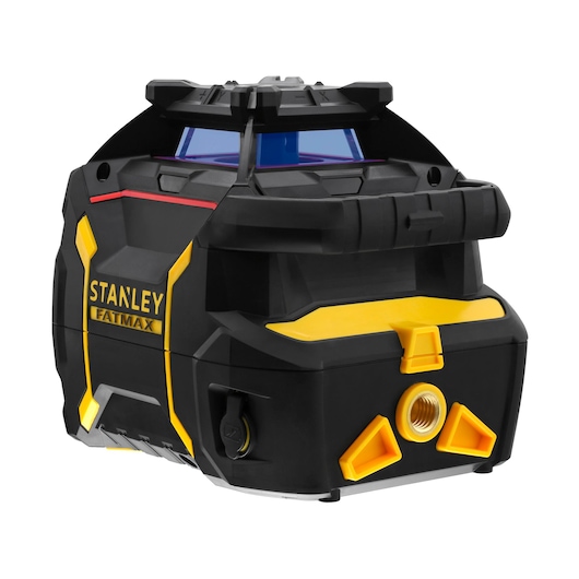 Stanley Fatmax laser level tool with black and yellow casing, designed for precision measurements in photography.