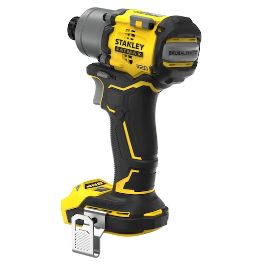 STANLEY SFMCF830B cordless impact driver, yellow and black, side angle on white background.