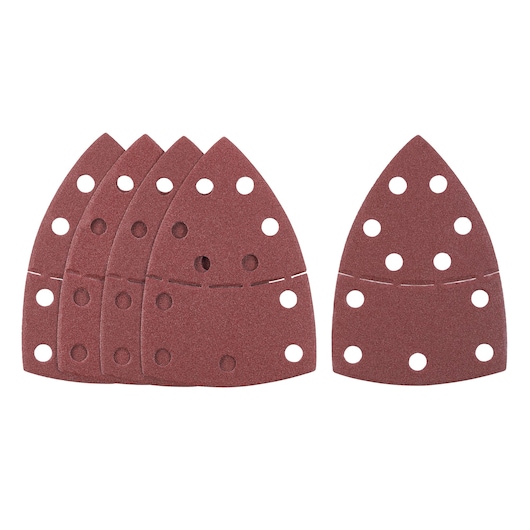 STANLEY STA31720 sanding sheets photography, red color, shown from front with ventilation holes.