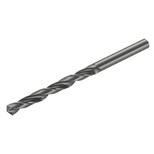 STANLEY STA50075 metal twist drill bit, side angle, gray finish, photography on white background.