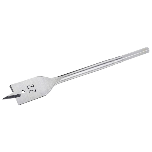 Flat spade drill bit with 22mm marking, used for woodworking and creating holes in materials.