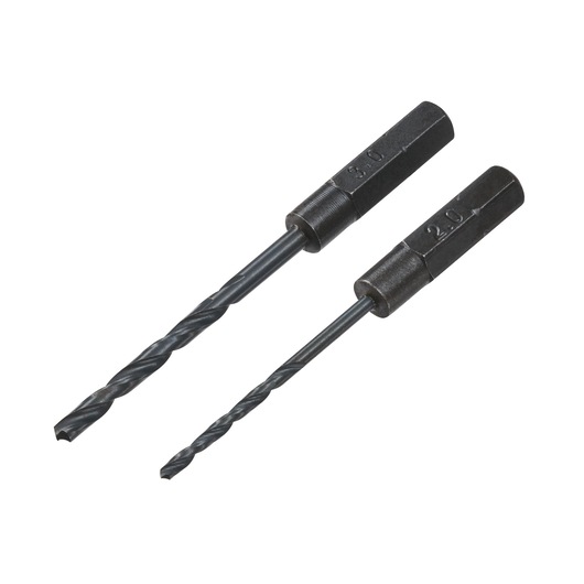 STANLEY STA61420 hex shank drill bits set, black metal, side angle on white background.