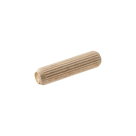 STANLEY STA66434 wooden dowel, cylindrical, light brown, side angle photo, furniture accessory.