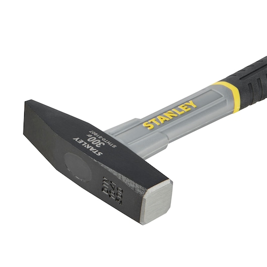STANLEY STHT0-51907 club hammer with black and silver forged head, yellow logo, angled view on white.