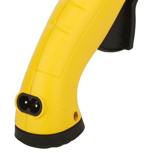 STANLEY STHT6-70416 yellow handle close-up showing power socket on white background.