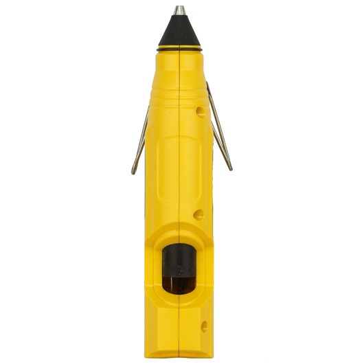 STANLEY STHT6-70416 yellow glue gun, front angle on white background.