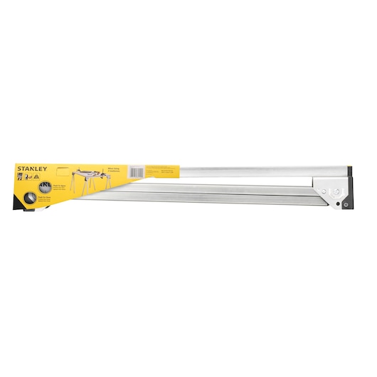 STANLEY STST81337-1 aluminum saw horse bracket, product side view, photography on white background.